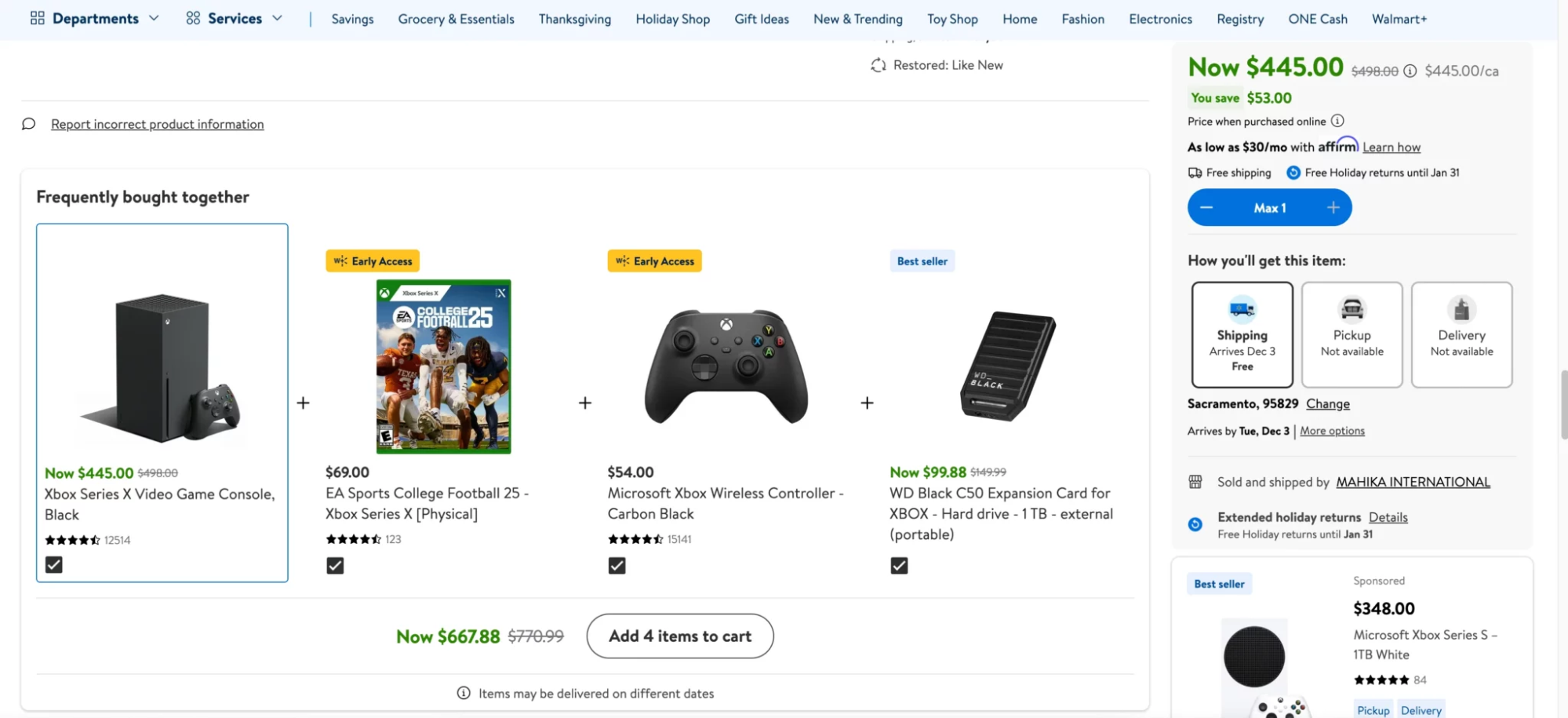Frequently bought together section